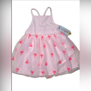 Cat & Jack Dress Kids Girls Size 2T Pink With Palm Trees Sleeveless Tutu